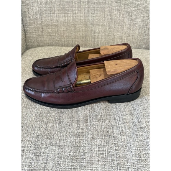 Allen Edmonds Essex Burgundy Leather Slip On Penny Loafers Sz 9 C